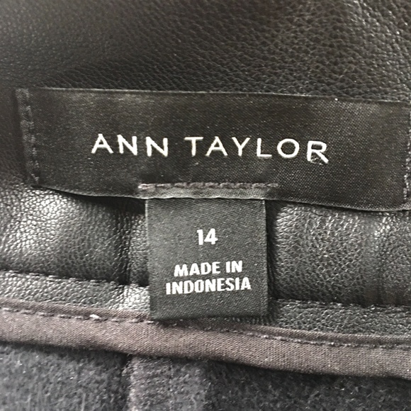 Ann Taylor Black Faux Leather Pants w/side Zip - Picture 5 of 7